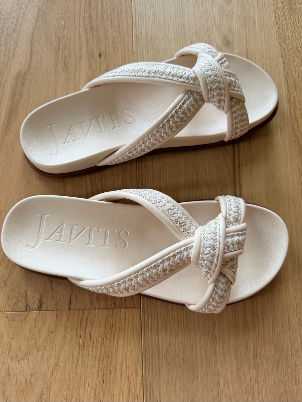 Eric Javits Notti Raffia Padded Footbed Slide White NIB - Picture 2 of 6